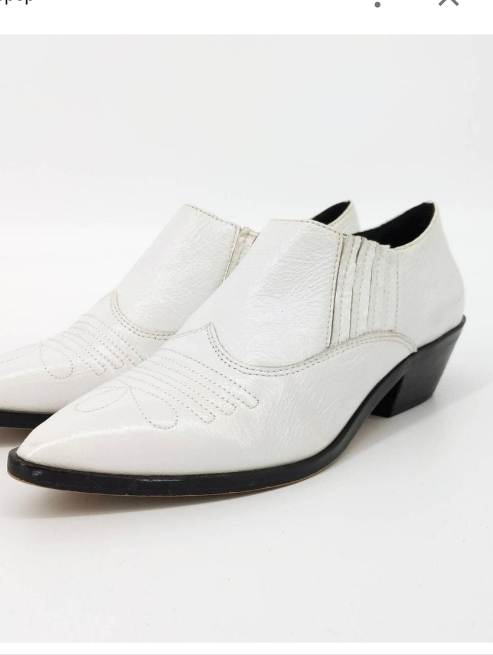 Rebecca Minkoff Koso White Leather Ankle Cowboy Booties
